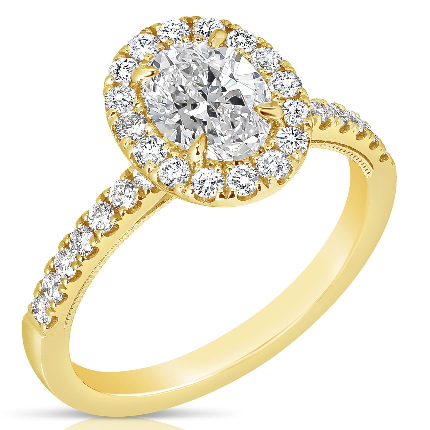1 CT CENTER OVAL HALO DIAMOND ENGAGEMENT RING