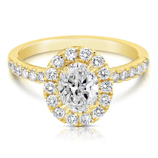 1 CT CENTER OVAL HALO DIAMOND ENGAGEMENT RING