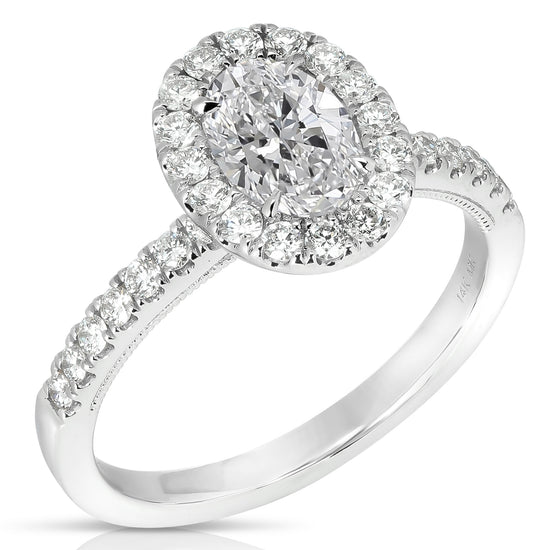 Load image into Gallery viewer, 3/4 CT CENTER OVAL HALO DIAMOND ENGAGEMENT RING
