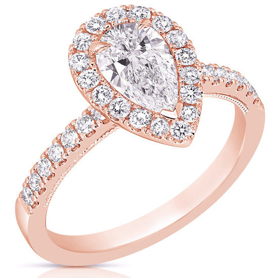 1 個 CT 中心梨形光環鑽石訂婚戒指