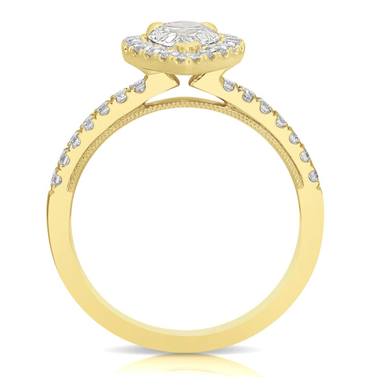 1 個 CT 中心梨形光環鑽石訂婚戒指