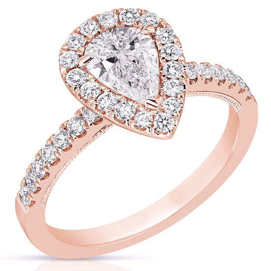 Load image into Gallery viewer, 3/4 CT CENTER PEAR SHAPE HALO DIAMOND ENGAGEMENT RING
