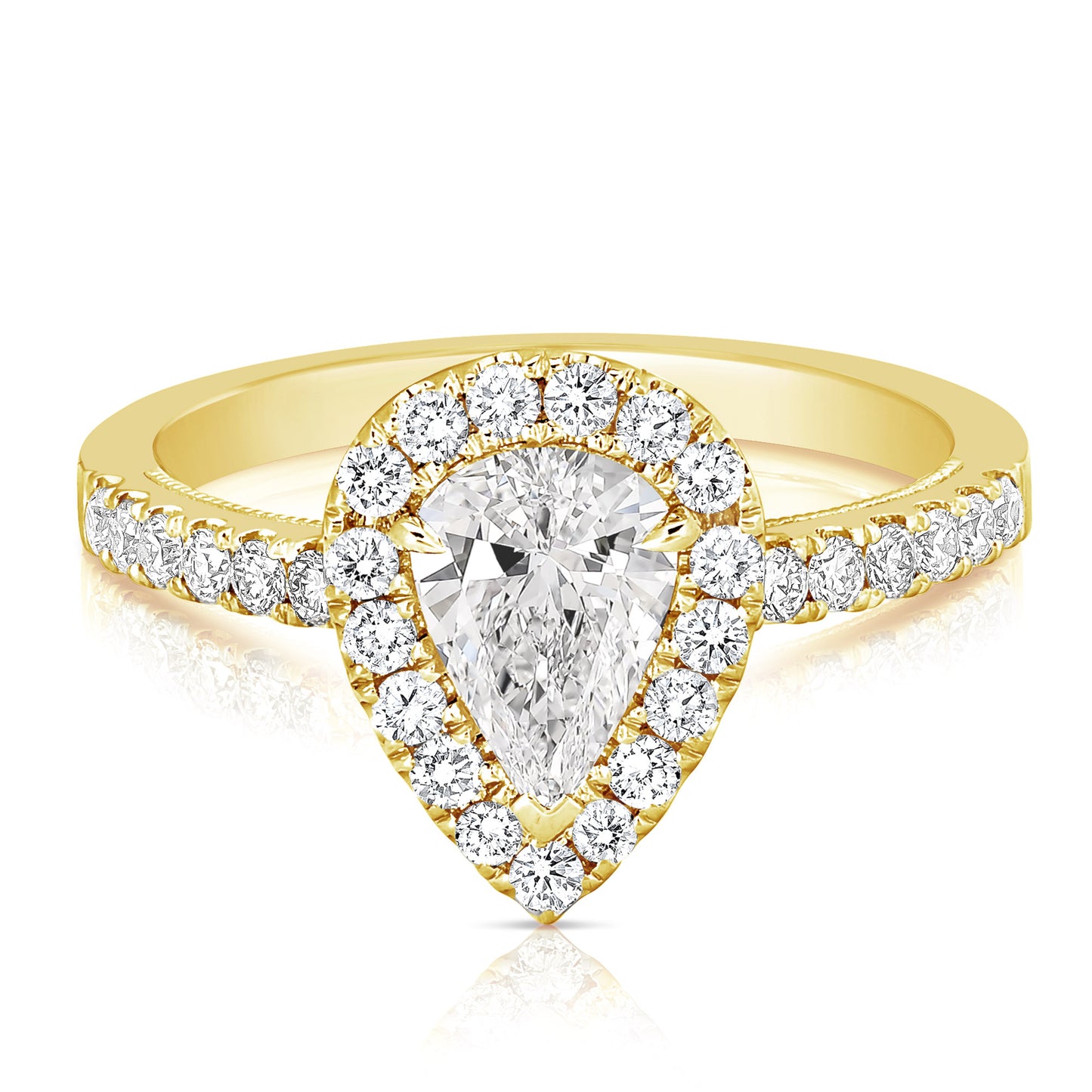 Load image into Gallery viewer, 3/4 CT CENTER PEAR SHAPE HALO DIAMOND ENGAGEMENT RING
