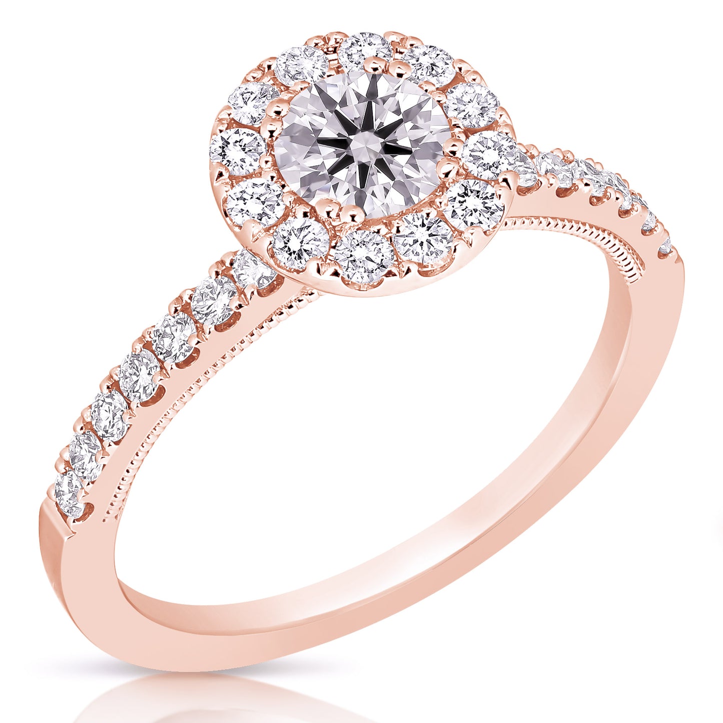 Load image into Gallery viewer, 1/2 CT CENTER ROUND HALO DIAMOND ENGAGEMENT RING
