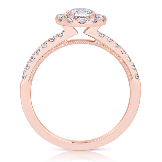 Load image into Gallery viewer, 1/2 CT CENTER ROUND HALO DIAMOND ENGAGEMENT RING
