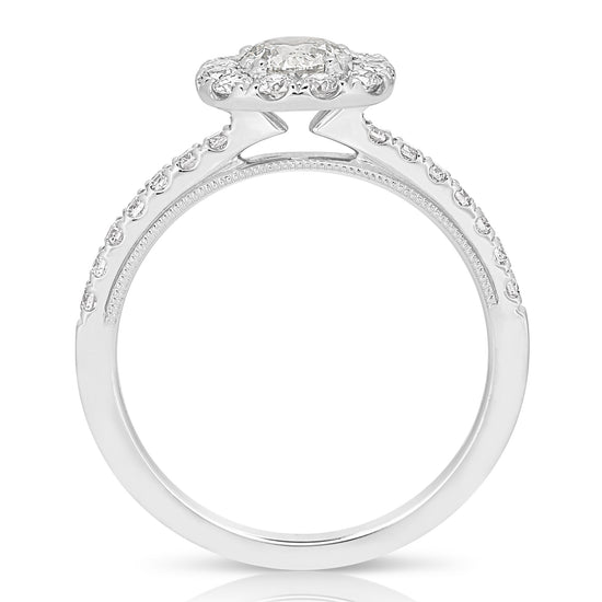 1/2 CT CENTER ROUND CUSHION HALO DIAMOND ENGAGEMENT RING