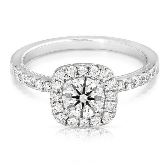 Load image into Gallery viewer, 3/4 CT CENTER ROUND CUSHION HALO DIAMOND ENGAGEMENT RING
