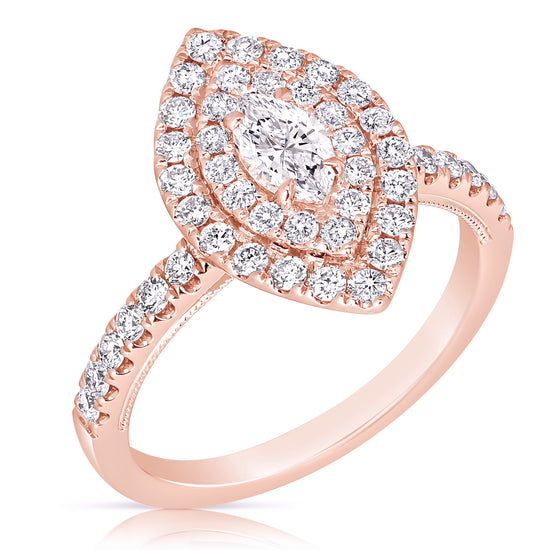 Load image into Gallery viewer, 1/3 CT CENTER MARQUISE D-HALO 1 CTW DIAMOND ENGAGEMENT RING
