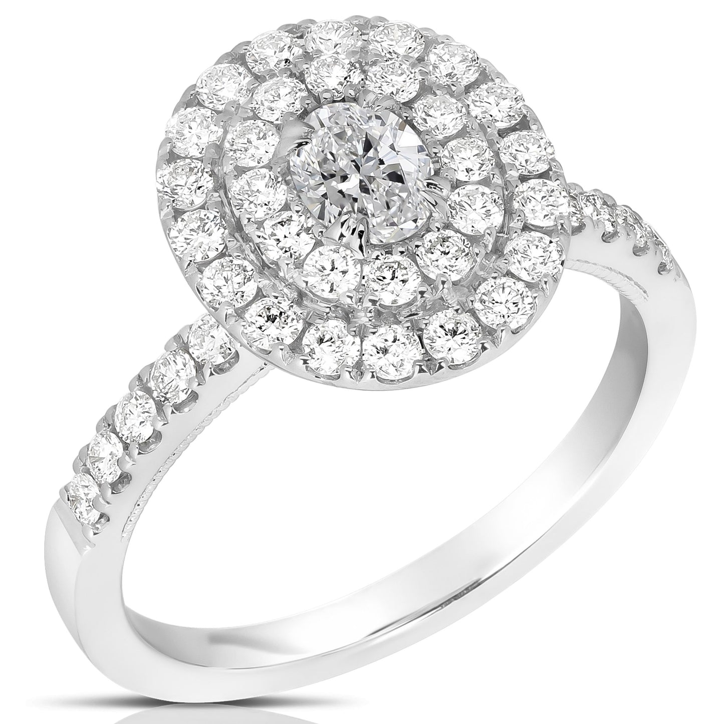 1/3 CT CENTER OVAL D-HALO 1 CTW DIAMOND ENGAGEMENT RING