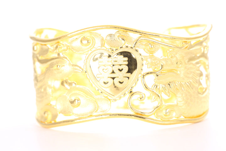 Load image into Gallery viewer, Dragon and Phoenix 24K Gold Cuff
