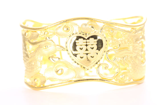 Dragon and Phoenix 24K Gold Cuff