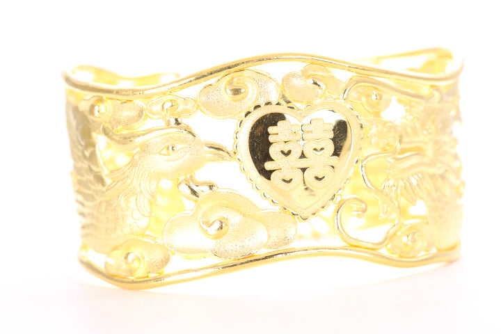 Dragon and Phoenix 24K Gold Cuff