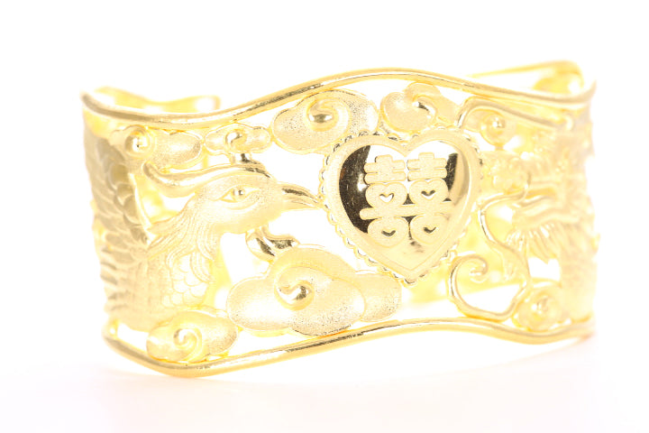 Dragon and Phoenix 24K Gold Cuff