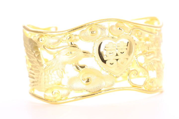 Dragon and Phoenix 24K Gold Cuff