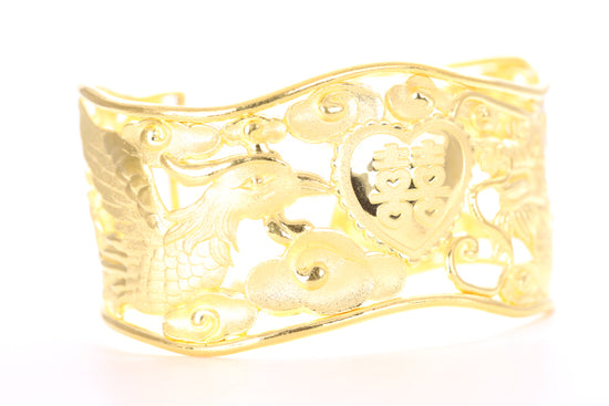 Dragon and Phoenix 24K Gold Cuff