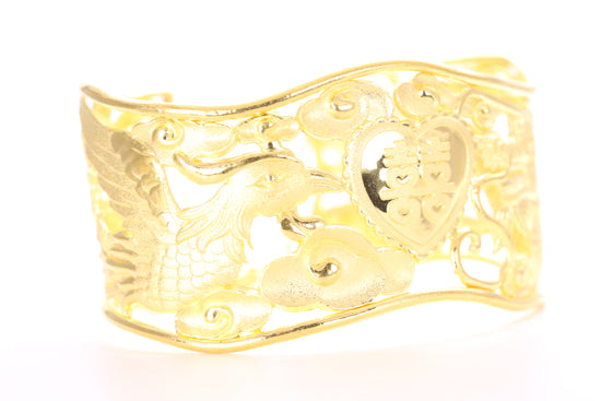 Dragon and Phoenix 24K Gold Cuff