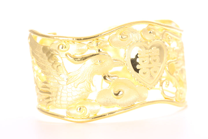 Dragon and Phoenix 24K Gold Cuff