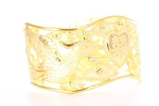 Dragon and Phoenix 24K Gold Cuff