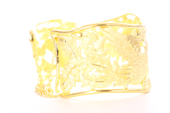 Dragon and Phoenix 24K Gold Cuff