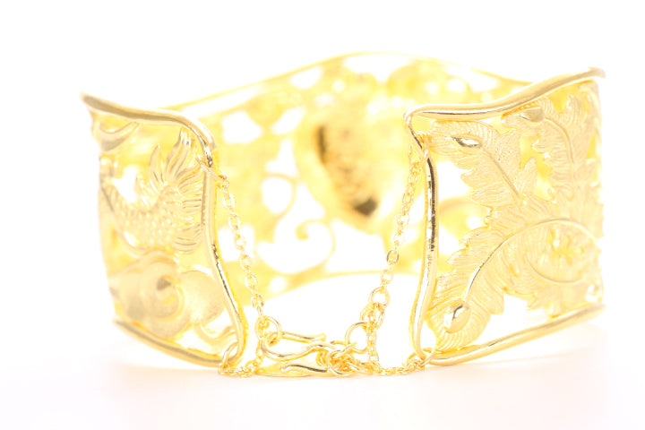 Dragon and Phoenix 24K Gold Cuff