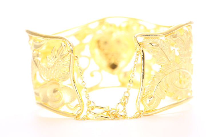 Dragon and Phoenix 24K Gold Cuff