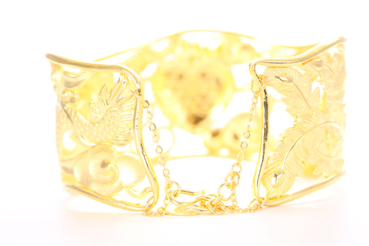 Dragon and Phoenix 24K Gold Cuff