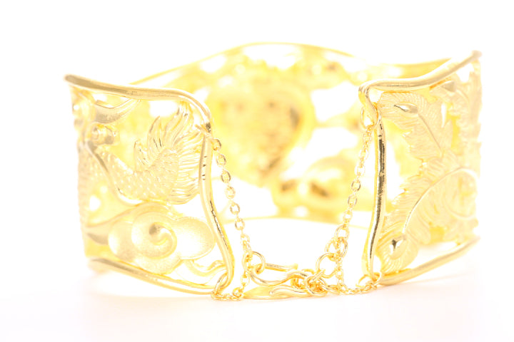 Dragon and Phoenix 24K Gold Cuff