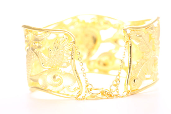 Dragon and Phoenix 24K Gold Cuff