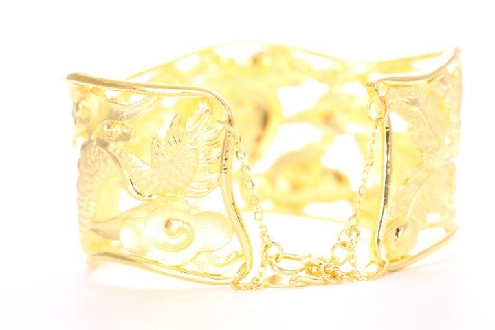 Dragon and Phoenix 24K Gold Cuff