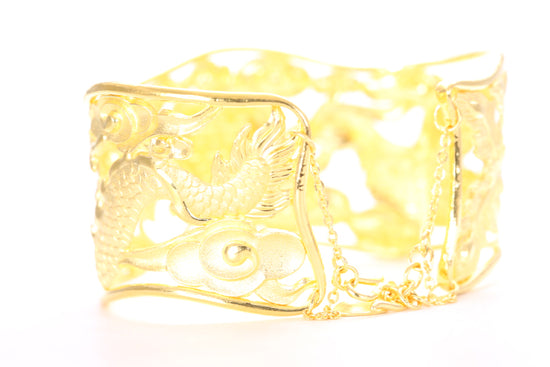 Dragon and Phoenix 24K Gold Cuff