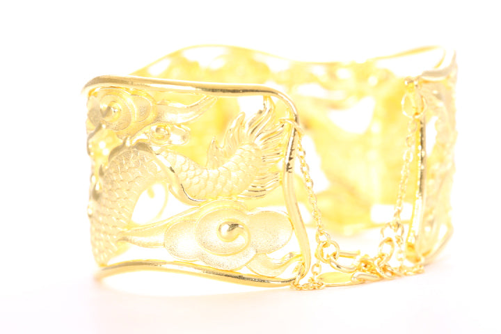 Dragon and Phoenix 24K Gold Cuff