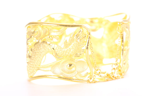 Dragon and Phoenix 24K Gold Cuff