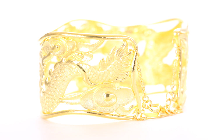 Dragon and Phoenix 24K Gold Cuff