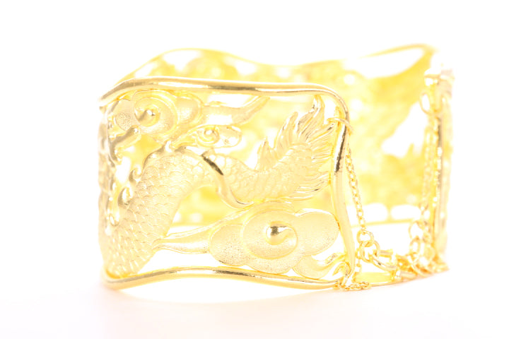 Dragon and Phoenix 24K Gold Cuff