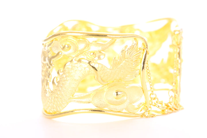 Dragon and Phoenix 24K Gold Cuff