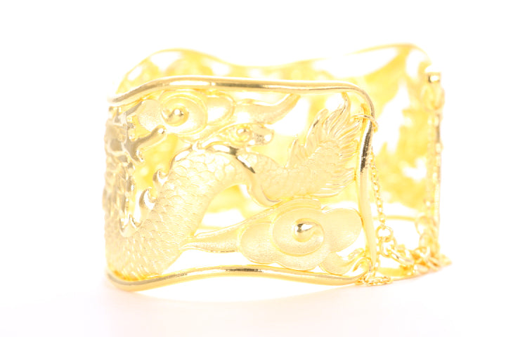 Dragon and Phoenix 24K Gold Cuff