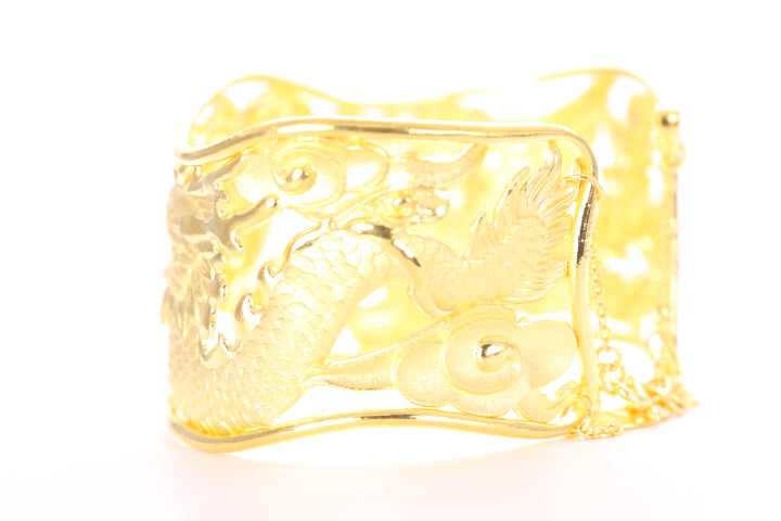 Dragon and Phoenix 24K Gold Cuff