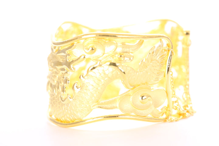 Dragon and Phoenix 24K Gold Cuff