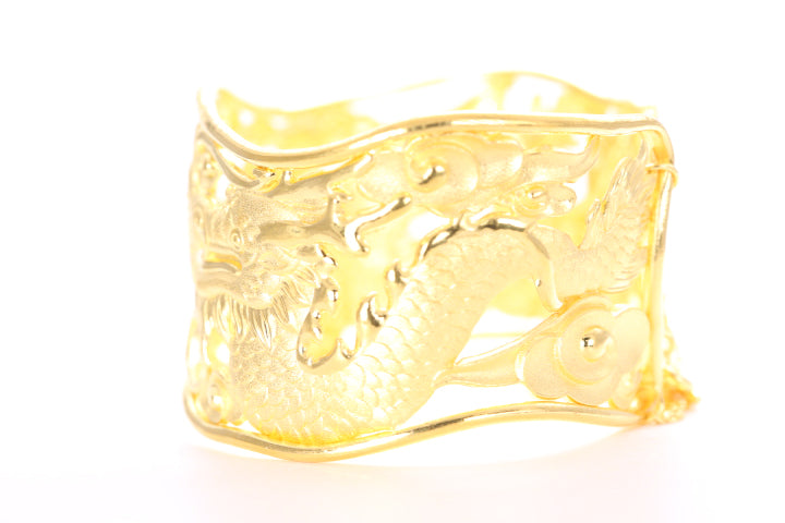 Dragon and Phoenix 24K Gold Cuff