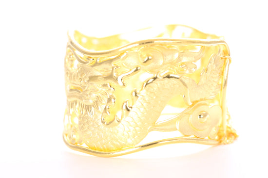 Dragon and Phoenix 24K Gold Cuff