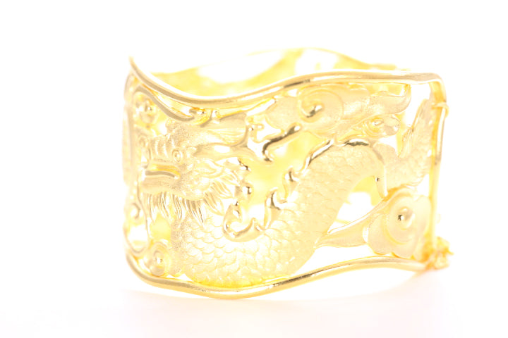 Dragon and Phoenix 24K Gold Cuff