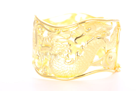 Dragon and Phoenix 24K Gold Cuff