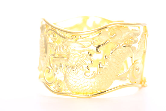 Dragon and Phoenix 24K Gold Cuff