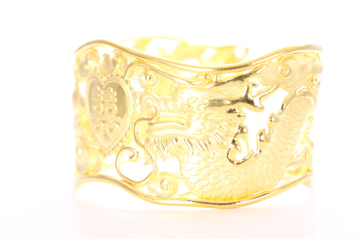 Dragon and Phoenix 24K Gold Cuff