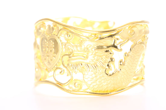 Dragon and Phoenix 24K Gold Cuff