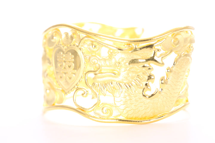 Dragon and Phoenix 24K Gold Cuff