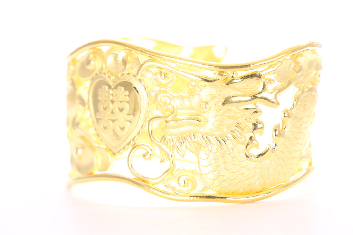 Dragon and Phoenix 24K Gold Cuff