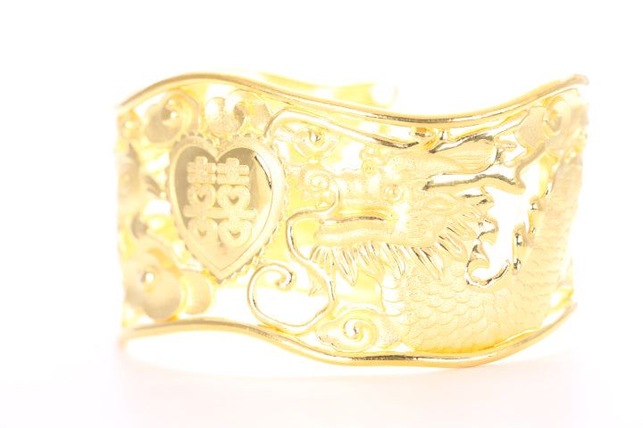 Dragon and Phoenix 24K Gold Cuff