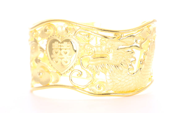 Dragon and Phoenix 24K Gold Cuff