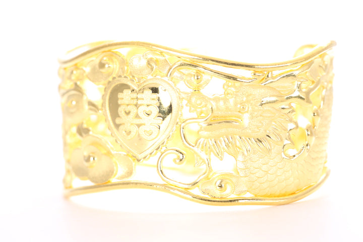 Dragon and Phoenix 24K Gold Cuff